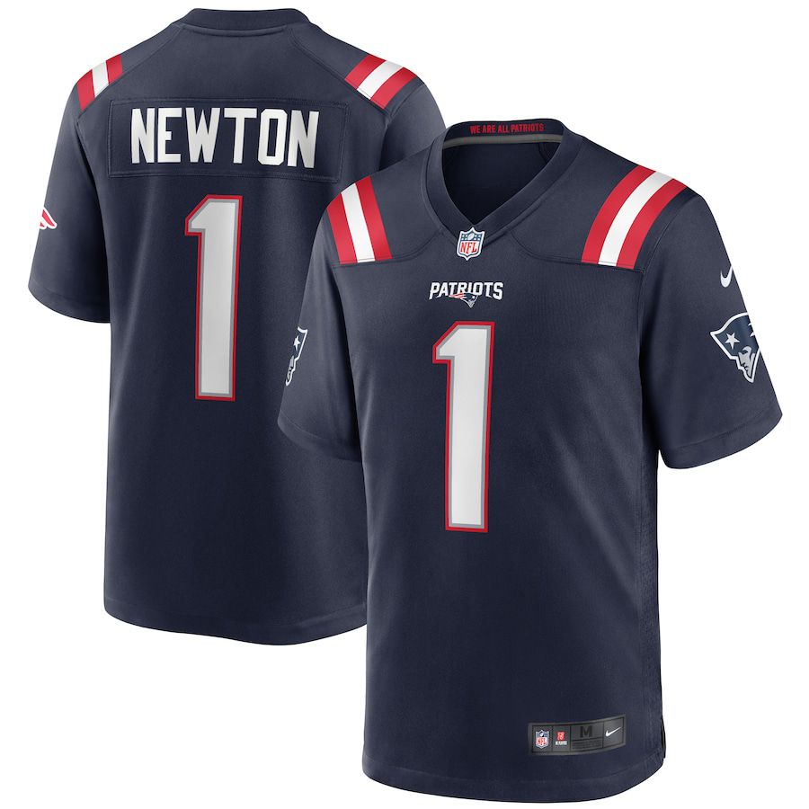 Men New England Patriots 1 Cam Newton Nike Navy Game NFL Jersey